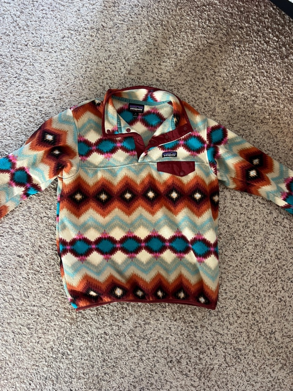 Patagonia Women’s Synchilla Fleece Pullover - Turquoise, Rust & Cream